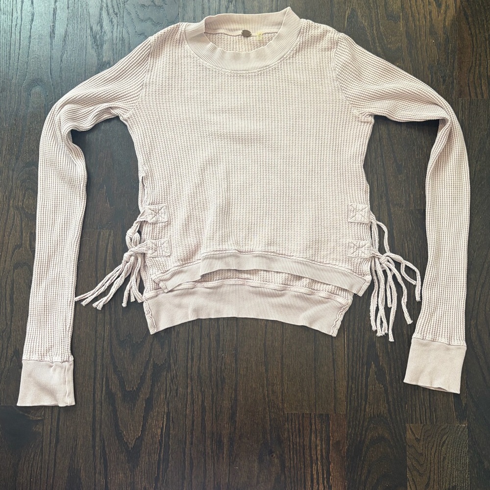 Free People Light Purple Ribbed Top with Side Ties